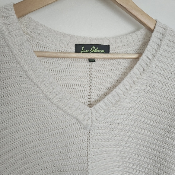 Sam Edelman cream ribbed‎ V-neck sweater - Picture 3 of 7